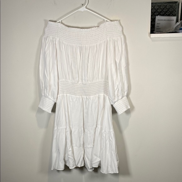 Gianni Bini White Off shoulders Sundress with Cuffed 3/4 Sleeves - Picture 5 of 7